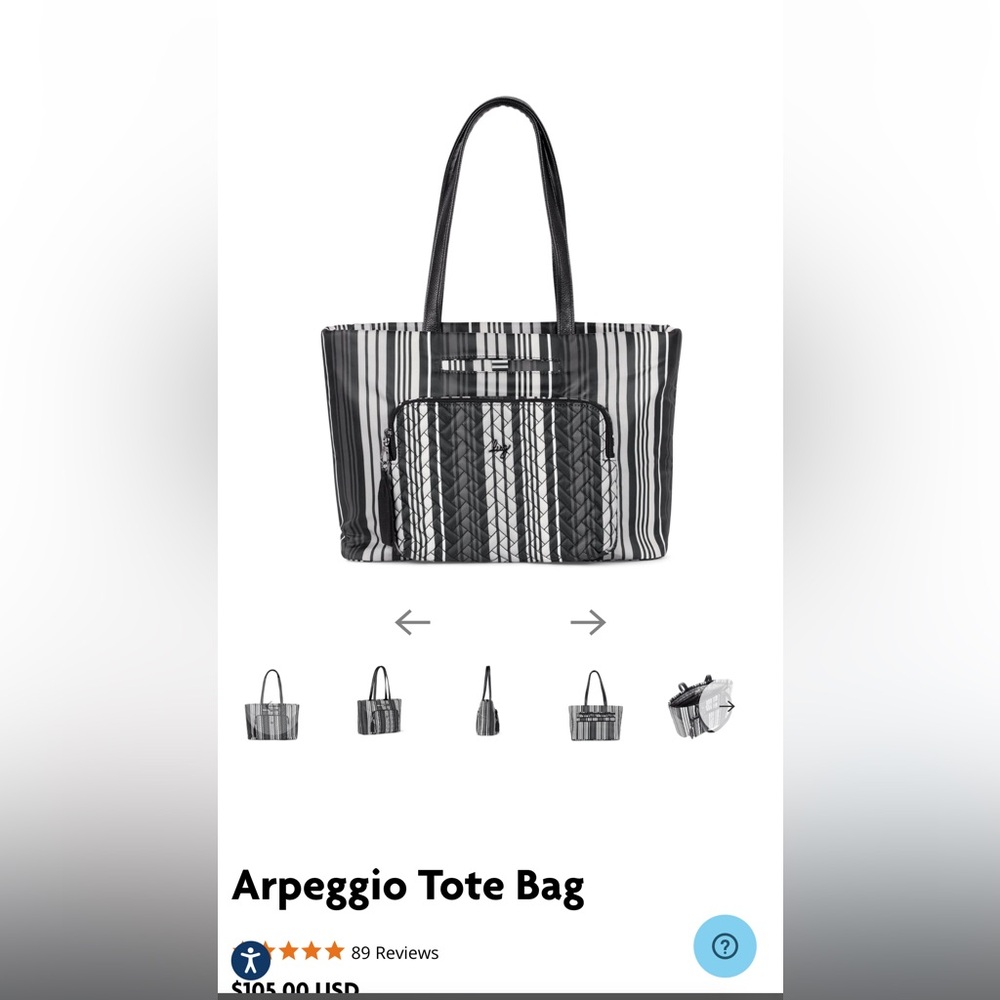 Lug arpeggio tote- love stripe black